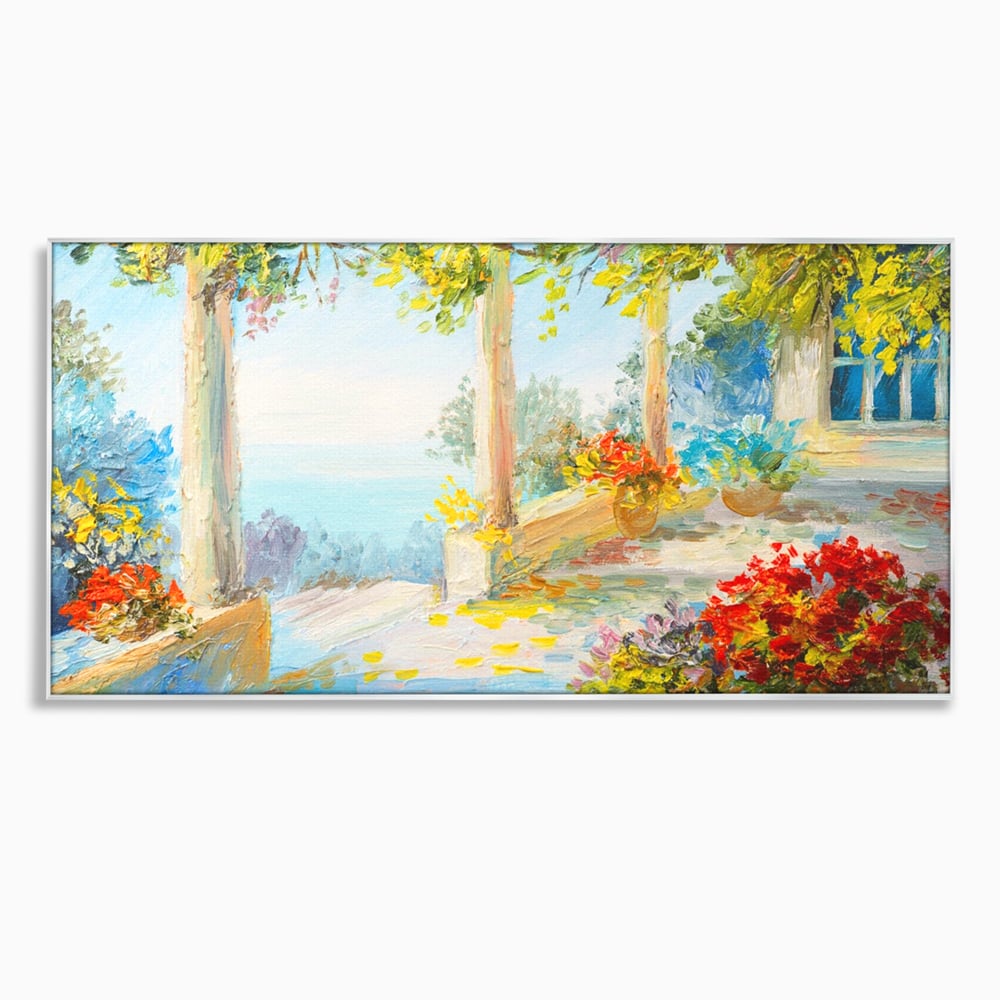 Tablou Canvas Premium LuxCanva® A1241, Priveliste La Mare , Decorativ, Living, Peisaj, Flori, Mare, Copaci, Dormitor, Culori Vibrante