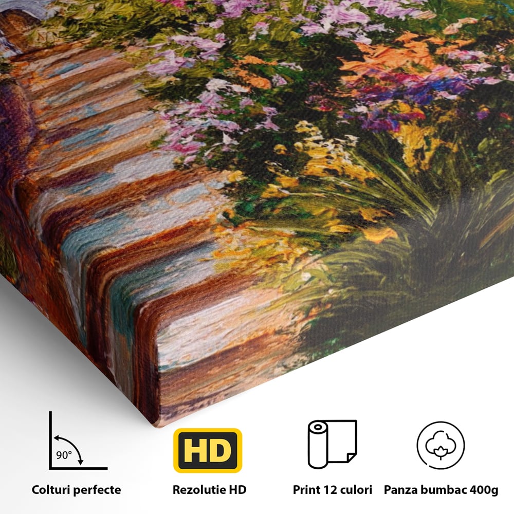Tablou Canvas Premium LuxCanva® A1242, Scarile De Langa Mare , Decorativ, Living, Cer, Mare, Barci, Flori, Colorate, Dormitor, Culori Vibrante