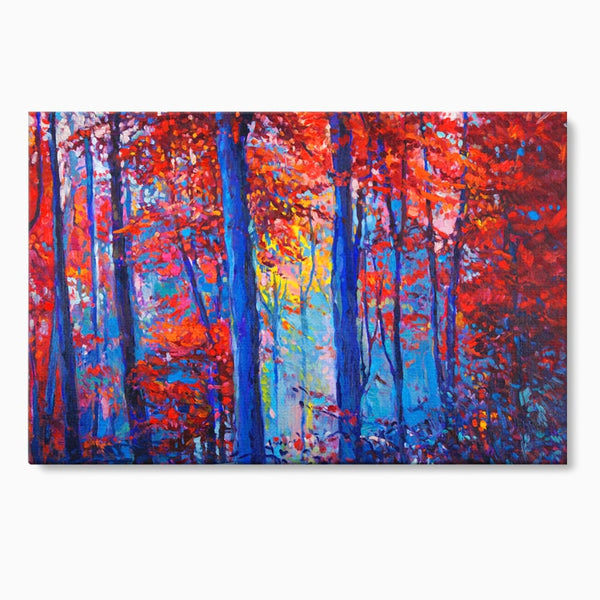 Leinwandbilder LuxCanva Premium Leinwandbilder® A1244, Red Forest , Dekorativ, Wohnen, Herbst, Blätter, Herbst, Blätter, Arabisch, Natur, Landschaft, Schlafzimmer, Lebendige Farben