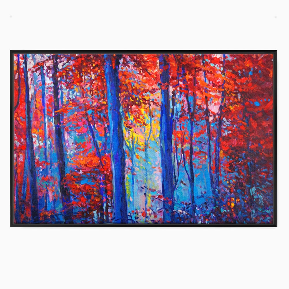 Leinwandbilder LuxCanva Premium Leinwandbilder® A1244, Red Forest , Dekorativ, Wohnen, Herbst, Blätter, Herbst, Blätter, Arabisch, Natur, Landschaft, Schlafzimmer, Lebendige Farben