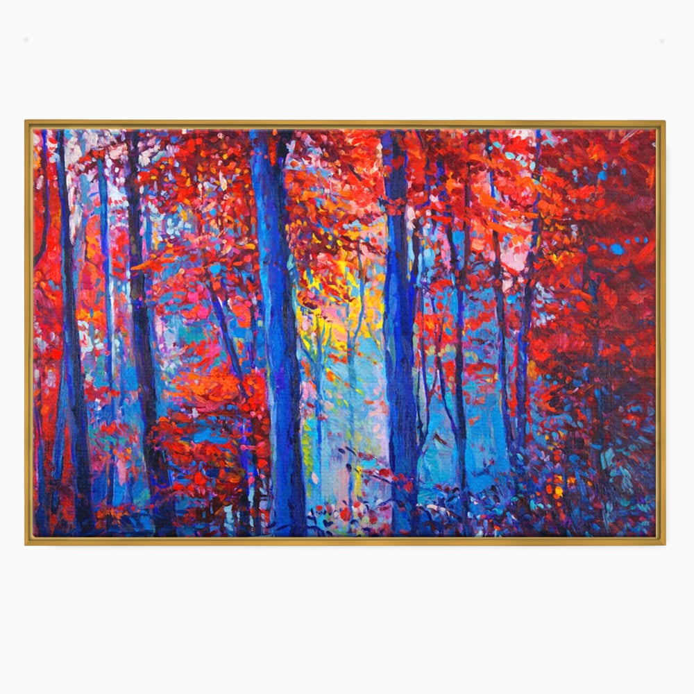 Leinwandbilder LuxCanva Premium Leinwandbilder® A1244, Red Forest , Dekorativ, Wohnen, Herbst, Blätter, Herbst, Blätter, Arabisch, Natur, Landschaft, Schlafzimmer, Lebendige Farben