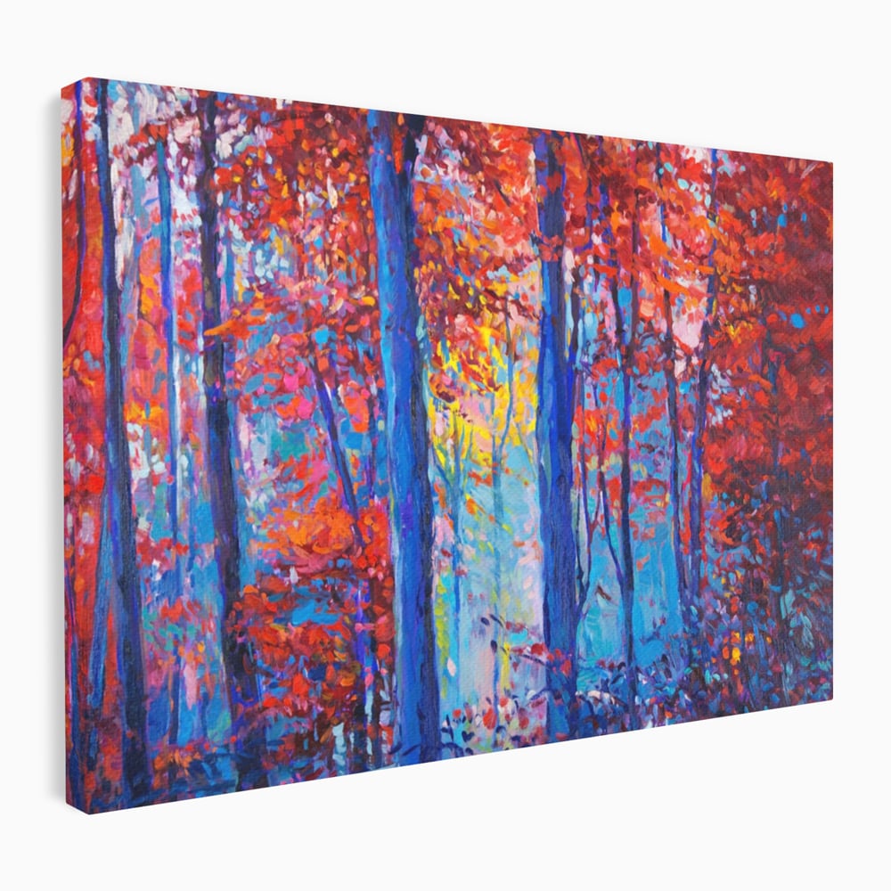Leinwandbilder LuxCanva Premium Leinwandbilder® A1244, Red Forest , Dekorativ, Wohnen, Herbst, Blätter, Herbst, Blätter, Arabisch, Natur, Landschaft, Schlafzimmer, Lebendige Farben