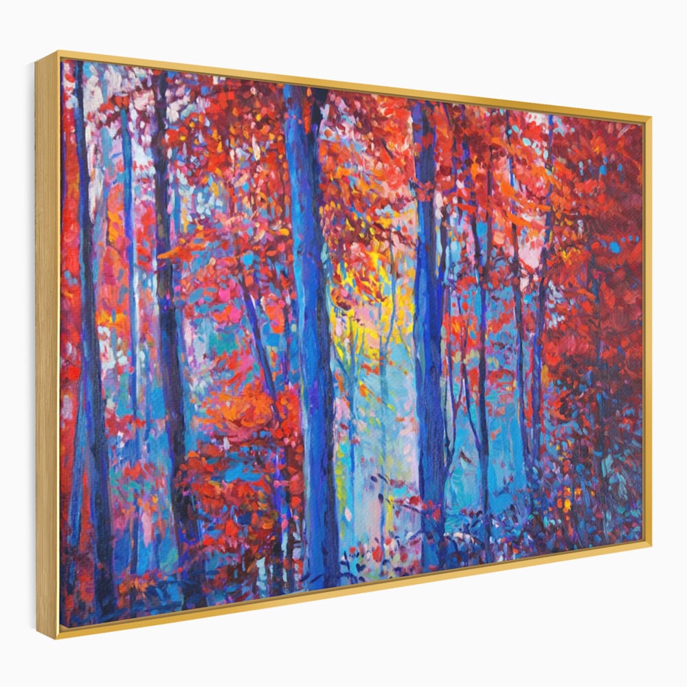 Leinwandbilder LuxCanva Premium Leinwandbilder® A1244, Red Forest , Dekorativ, Wohnen, Herbst, Blätter, Herbst, Blätter, Arabisch, Natur, Landschaft, Schlafzimmer, Lebendige Farben