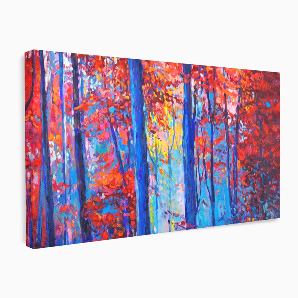 Leinwandbilder LuxCanva Premium Leinwandbilder® A1244, Red Forest , Dekorativ, Wohnen, Herbst, Blätter, Herbst, Blätter, Arabisch, Natur, Landschaft, Schlafzimmer, Lebendige Farben