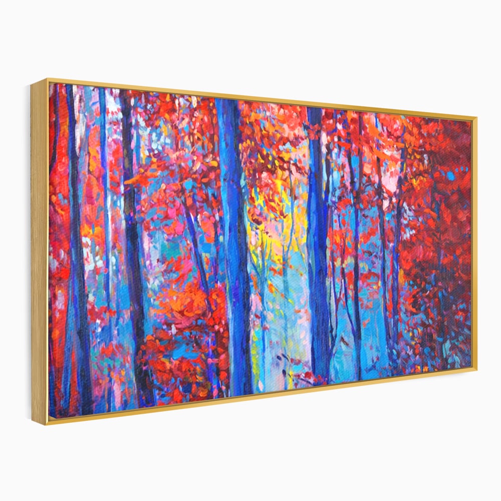 Leinwandbilder LuxCanva Premium Leinwandbilder® A1244, Red Forest , Dekorativ, Wohnen, Herbst, Blätter, Herbst, Blätter, Arabisch, Natur, Landschaft, Schlafzimmer, Lebendige Farben