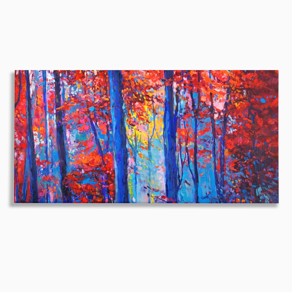 Leinwandbilder LuxCanva Premium Leinwandbilder® A1244, Red Forest , Dekorativ, Wohnen, Herbst, Blätter, Herbst, Blätter, Arabisch, Natur, Landschaft, Schlafzimmer, Lebendige Farben