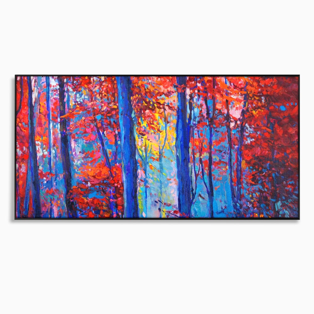 Leinwandbilder LuxCanva Premium Leinwandbilder® A1244, Red Forest , Dekorativ, Wohnen, Herbst, Blätter, Herbst, Blätter, Arabisch, Natur, Landschaft, Schlafzimmer, Lebendige Farben