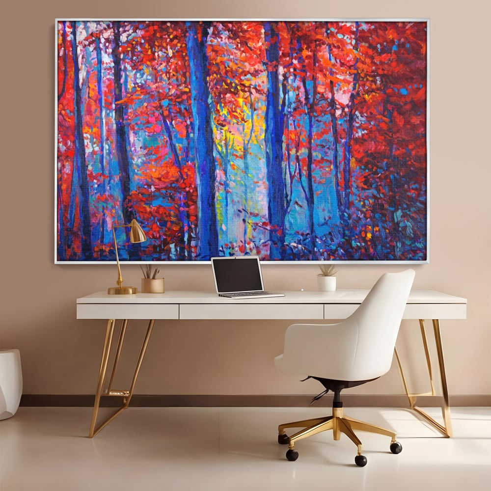 Leinwandbilder LuxCanva Premium Leinwandbilder® A1244, Red Forest , Dekorativ, Wohnen, Herbst, Blätter, Herbst, Blätter, Arabisch, Natur, Landschaft, Schlafzimmer, Lebendige Farben