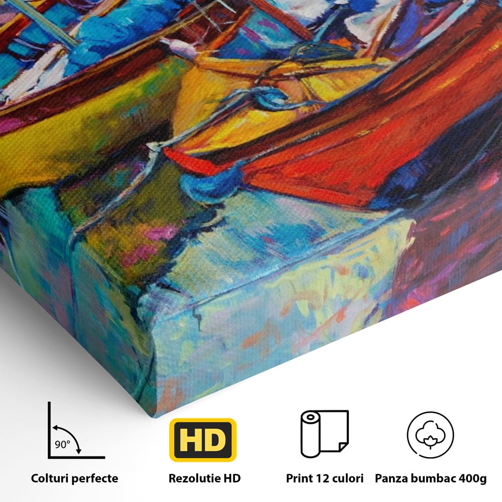Leinwand Wandkunst Leinwand Wandkunst LuxCanva® A1245, 3 Boote , Dekorativ, Wohnen, Meer, Meer, Boot, Hafen, Schlafzimmer, Lebendige Farben