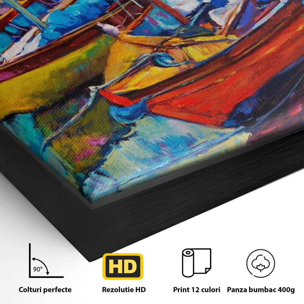 Leinwand Wandkunst Leinwand Wandkunst LuxCanva® A1245, 3 Boote , Dekorativ, Wohnen, Meer, Meer, Boot, Hafen, Schlafzimmer, Lebendige Farben