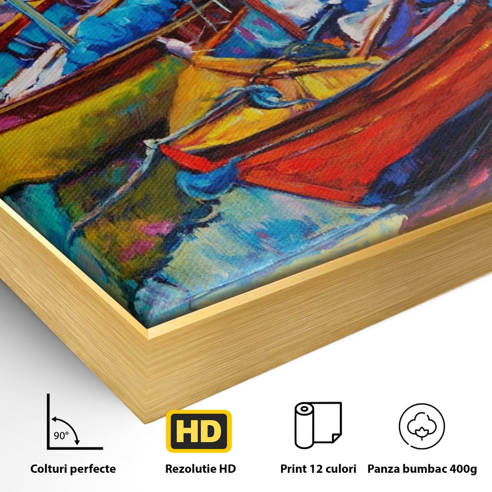 Leinwand Wandkunst Leinwand Wandkunst LuxCanva® A1245, 3 Boote , Dekorativ, Wohnen, Meer, Meer, Boot, Hafen, Schlafzimmer, Lebendige Farben