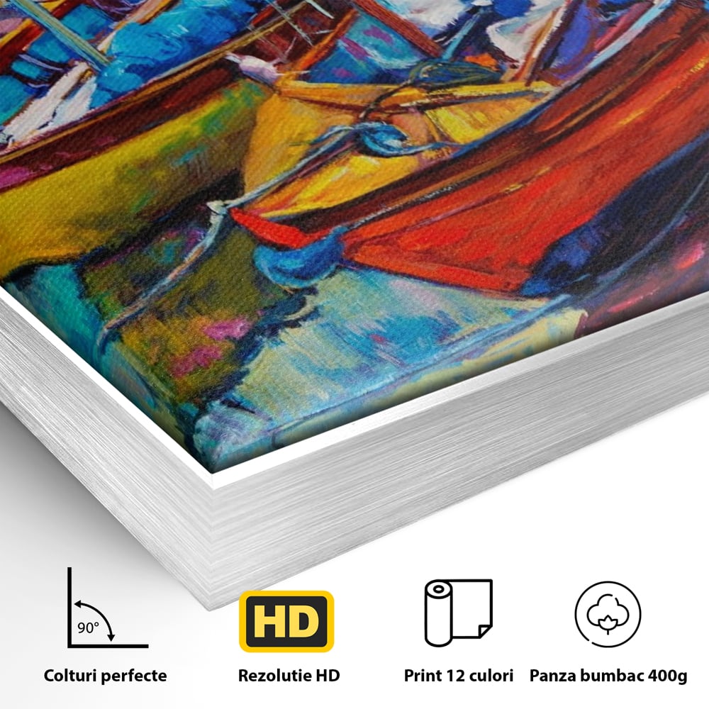 Leinwand Wandkunst Leinwand Wandkunst LuxCanva® A1245, 3 Boote , Dekorativ, Wohnen, Meer, Meer, Boot, Hafen, Schlafzimmer, Lebendige Farben