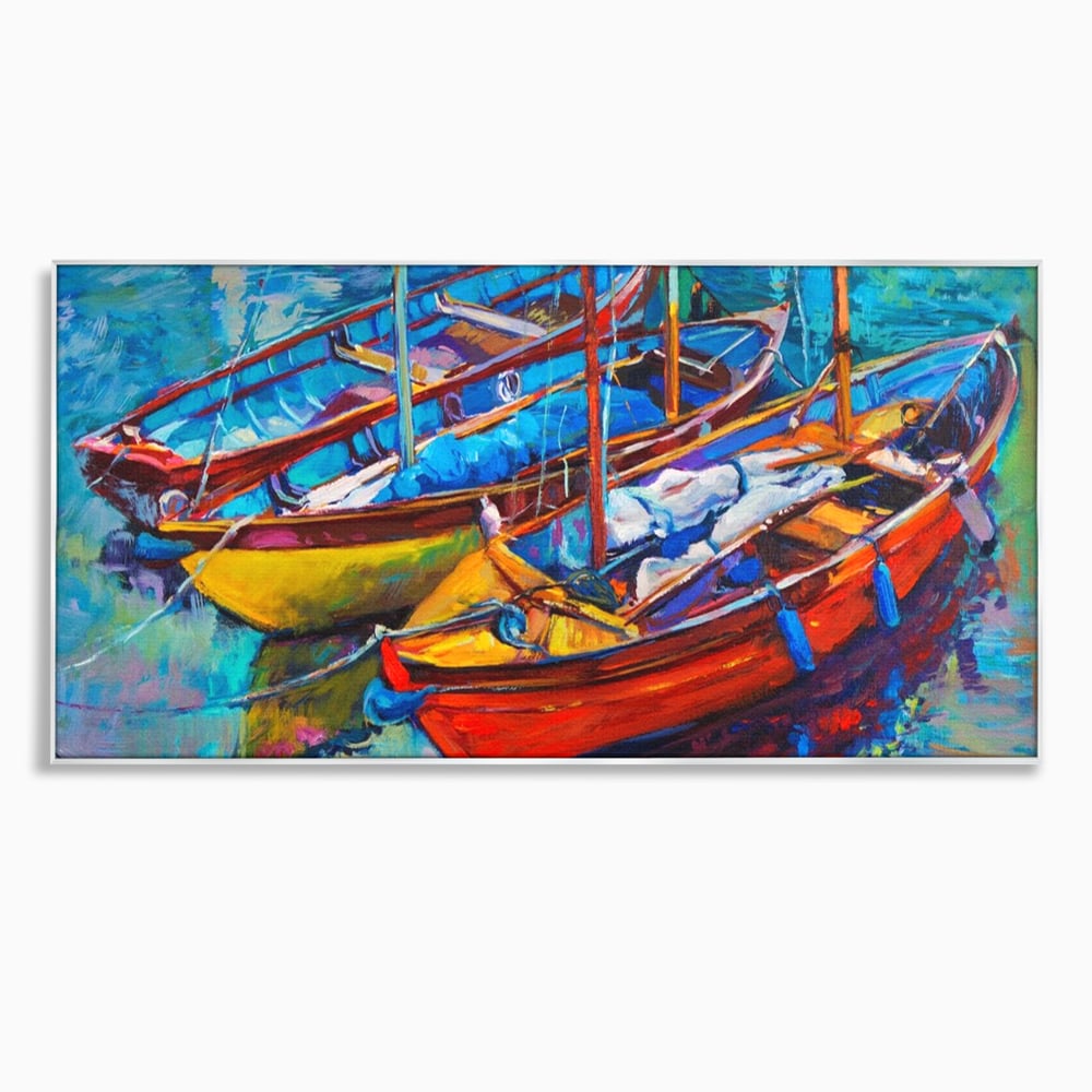 Leinwand Wandkunst Leinwand Wandkunst LuxCanva® A1245, 3 Boote , Dekorativ, Wohnen, Meer, Meer, Boot, Hafen, Schlafzimmer, Lebendige Farben