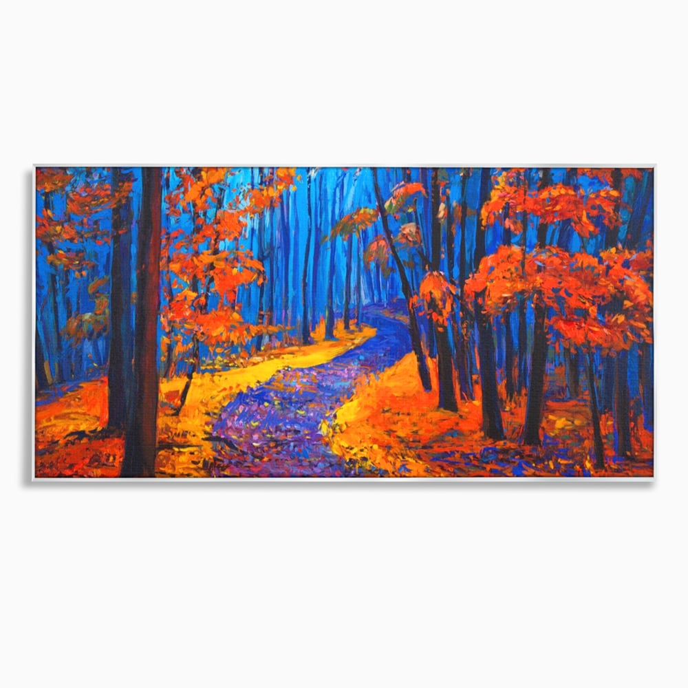 Tablou Canvas Premium LuxCanva® A1246, The Orange Forest , Decorativ, Living, Padure, Portocaliu, Poteca, Natura, Albastru, Dormitor, Culori Vibrante