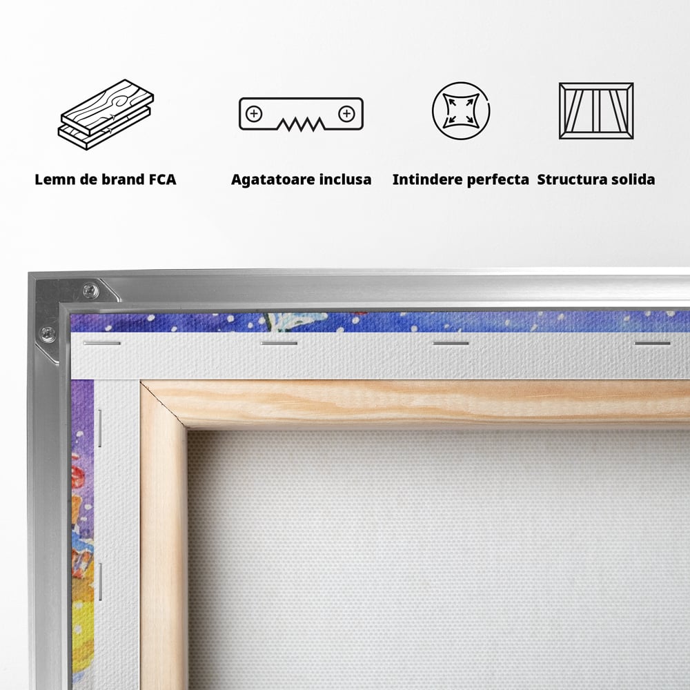 Tablou Canvas Premium LuxCanva® A1249, Mos Craciun , Decorativ, Living, Cai, Trasura, Brad, Zapada, Fulgi De Nea, Dormitor, Culori Vibrante