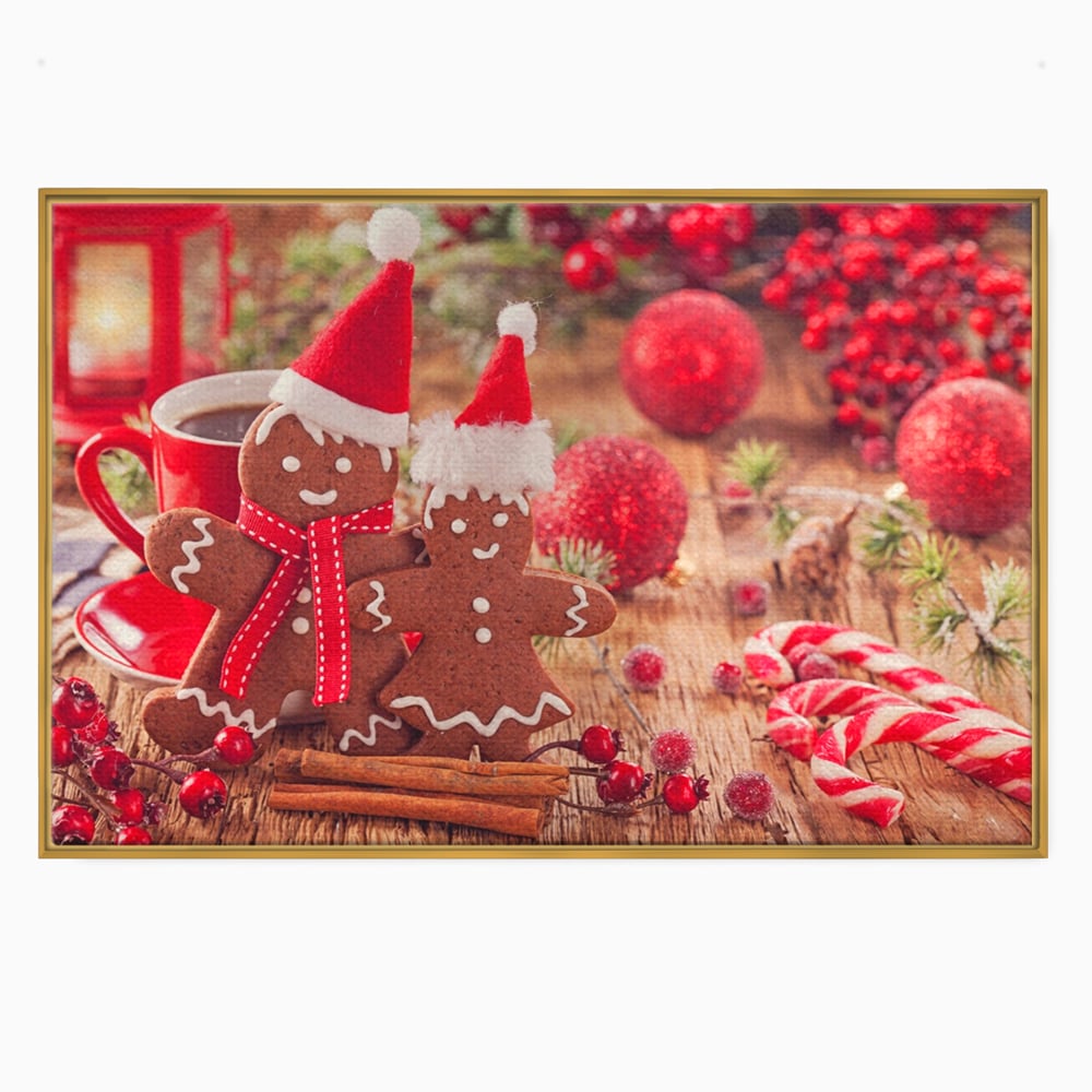 Tablou Canvas Premium LuxCanva® A1250, Gingerbread Couple, Decorativ, Living, Turta Dulce, Cuplu, Globuri, Acadele, Scortisoara, Dormitor, Culori Vibrante