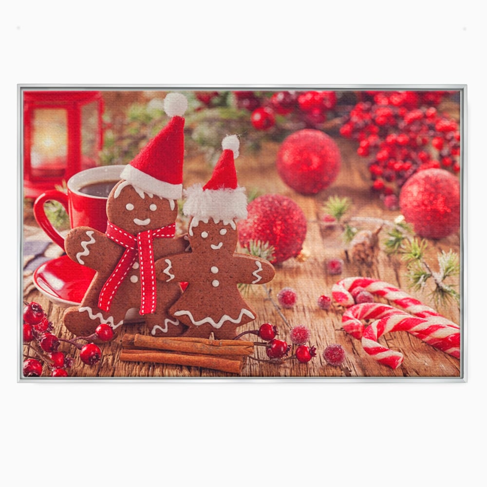 Tablou Canvas Premium LuxCanva® A1250, Gingerbread Couple, Decorativ, Living, Turta Dulce, Cuplu, Globuri, Acadele, Scortisoara, Dormitor, Culori Vibrante