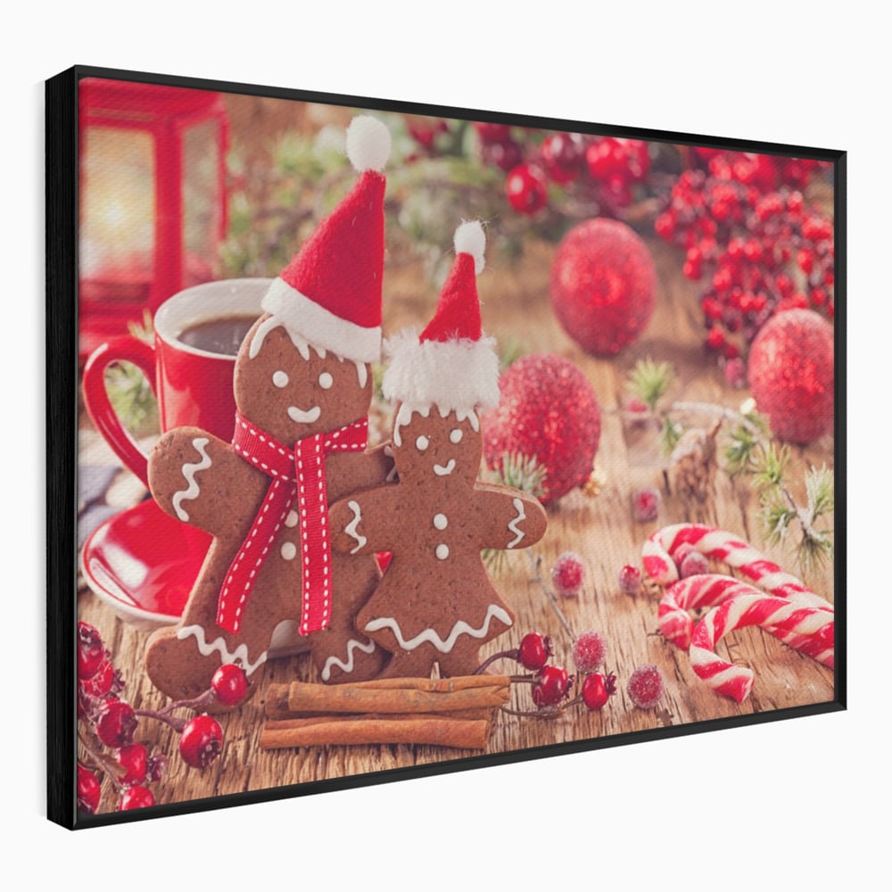 Tablou Canvas Premium LuxCanva® A1250, Gingerbread Couple, Decorativ, Living, Turta Dulce, Cuplu, Globuri, Acadele, Scortisoara, Dormitor, Culori Vibrante