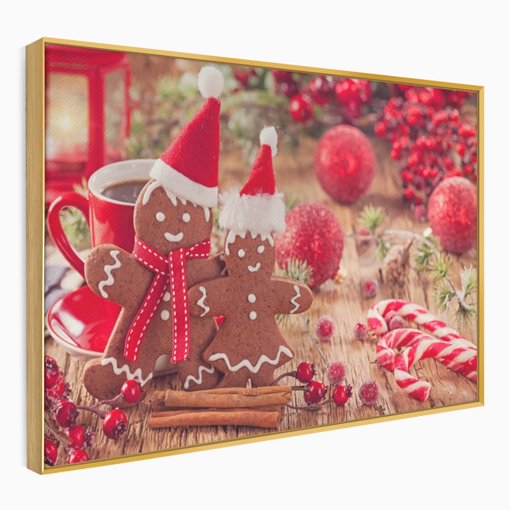 Tablou Canvas Premium LuxCanva® A1250, Gingerbread Couple, Decorativ, Living, Turta Dulce, Cuplu, Globuri, Acadele, Scortisoara, Dormitor, Culori Vibrante