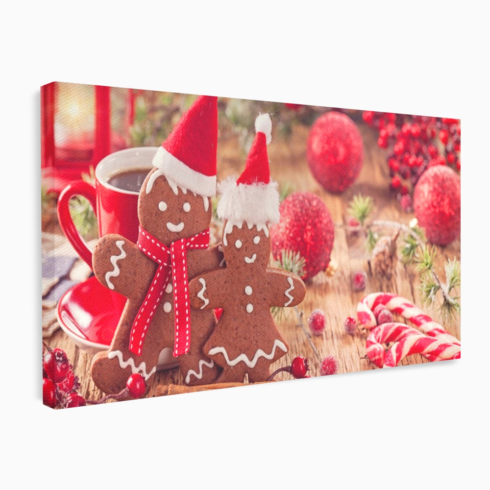 Tablou Canvas Premium LuxCanva® A1250, Gingerbread Couple, Decorativ, Living, Turta Dulce, Cuplu, Globuri, Acadele, Scortisoara, Dormitor, Culori Vibrante