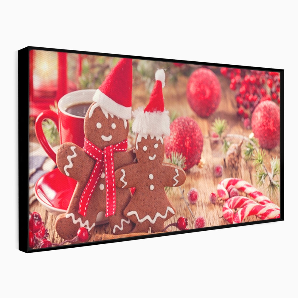 Tablou Canvas Premium LuxCanva® A1250, Gingerbread Couple, Decorativ, Living, Turta Dulce, Cuplu, Globuri, Acadele, Scortisoara, Dormitor, Culori Vibrante