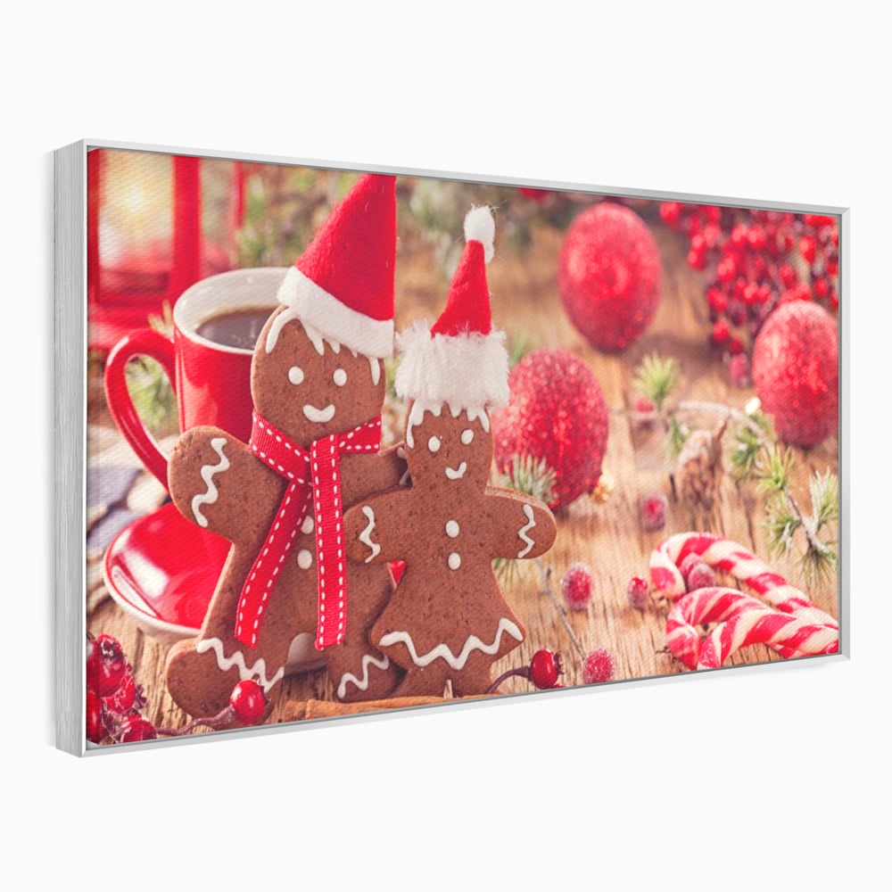 Tablou Canvas Premium LuxCanva® A1250, Gingerbread Couple, Decorativ, Living, Turta Dulce, Cuplu, Globuri, Acadele, Scortisoara, Dormitor, Culori Vibrante