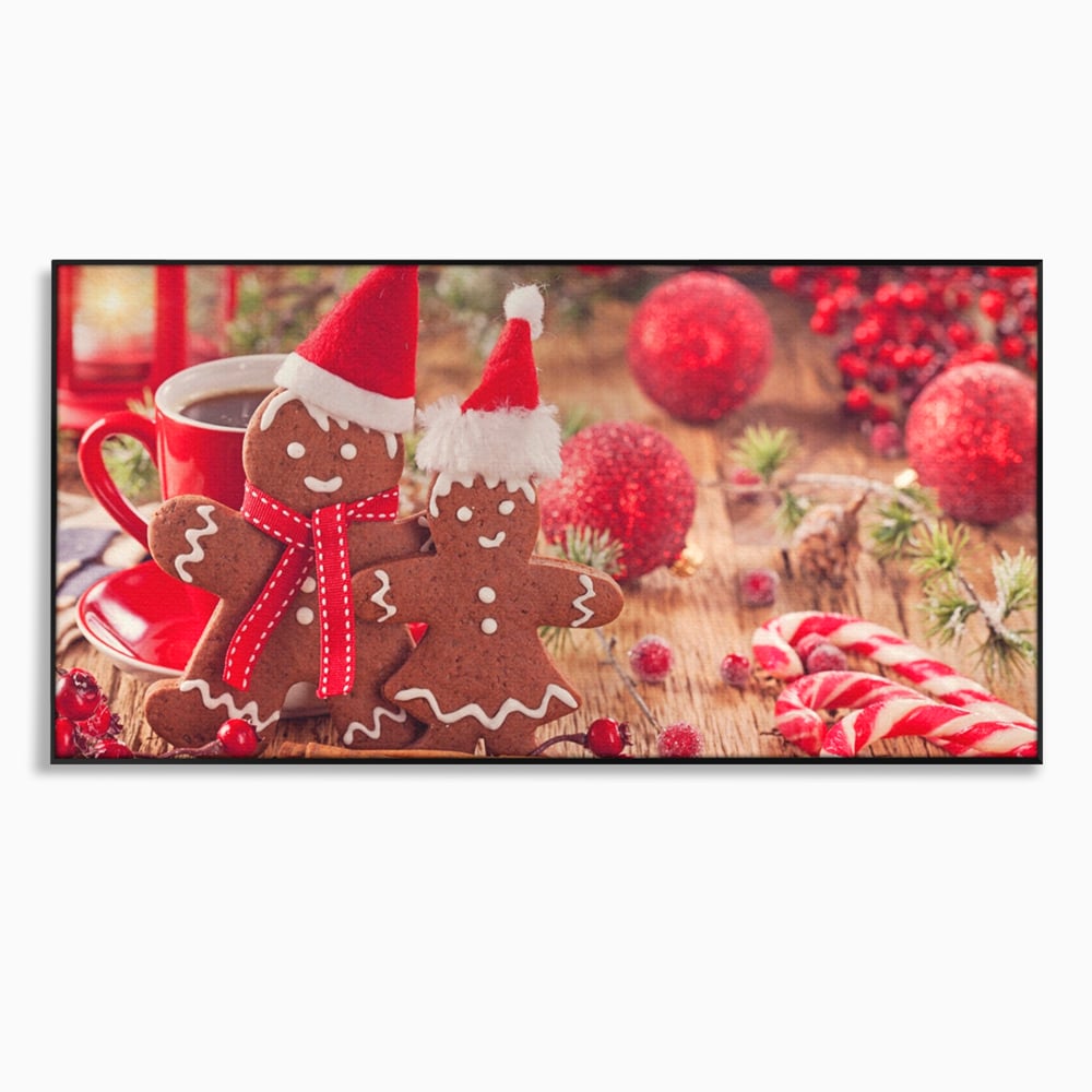 Tablou Canvas Premium LuxCanva® A1250, Gingerbread Couple, Decorativ, Living, Turta Dulce, Cuplu, Globuri, Acadele, Scortisoara, Dormitor, Culori Vibrante