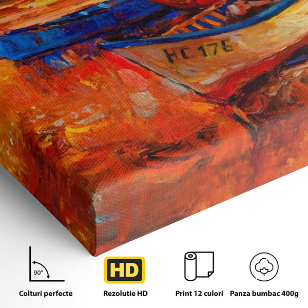 Tablou Canvas Premium LuxCanva® A1252, Barci Parasite, Decorativ, Living, Cer, Barca, Apa, Mare, Portoclaiu, Dormitor, Culori Vibrante
