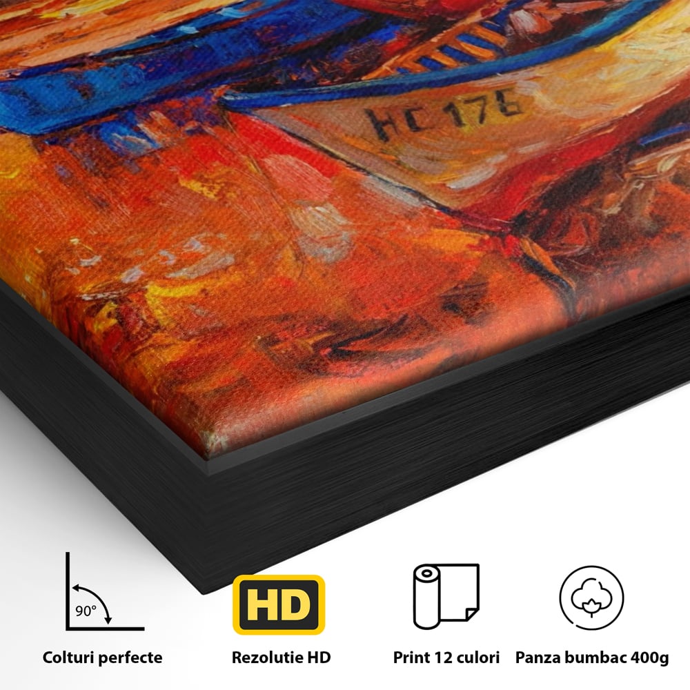 Tablou Canvas Premium LuxCanva® A1252, Barci Parasite, Decorativ, Living, Cer, Barca, Apa, Mare, Portoclaiu, Dormitor, Culori Vibrante
