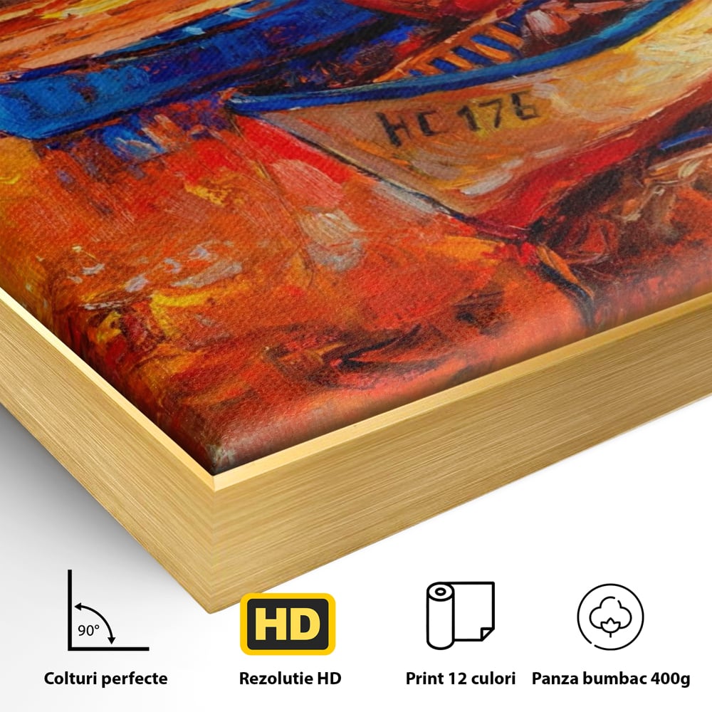 Tablou Canvas Premium LuxCanva® A1252, Barci Parasite, Decorativ, Living, Cer, Barca, Apa, Mare, Portoclaiu, Dormitor, Culori Vibrante