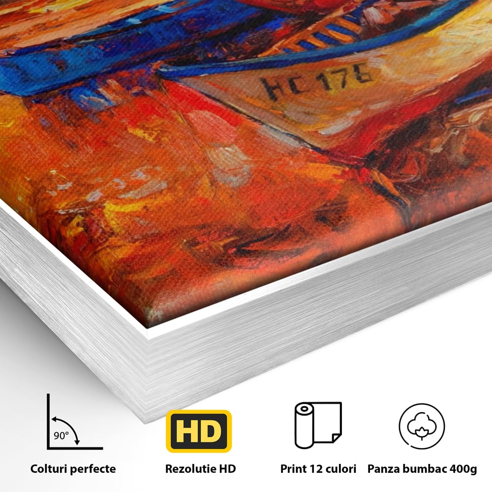 Tablou Canvas Premium LuxCanva® A1252, Barci Parasite, Decorativ, Living, Cer, Barca, Apa, Mare, Portoclaiu, Dormitor, Culori Vibrante