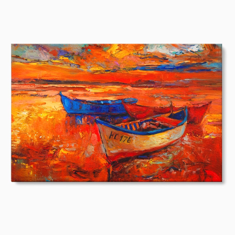 Tablou Canvas Premium LuxCanva® A1252, Barci Parasite, Decorativ, Living, Cer, Barca, Apa, Mare, Portoclaiu, Dormitor, Culori Vibrante