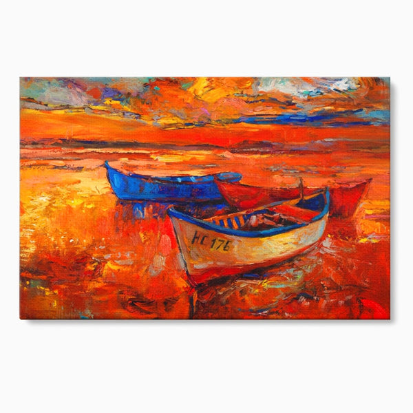 Tablou Canvas Premium LuxCanva® A1252, Barci Parasite, Decorativ, Living, Cer, Barca, Apa, Mare, Portoclaiu, Dormitor, Culori Vibrante