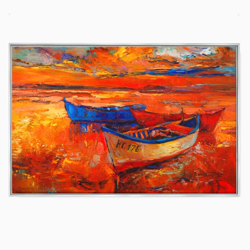 Tablou Canvas Premium LuxCanva® A1252, Barci Parasite, Decorativ, Living, Cer, Barca, Apa, Mare, Portoclaiu, Dormitor, Culori Vibrante