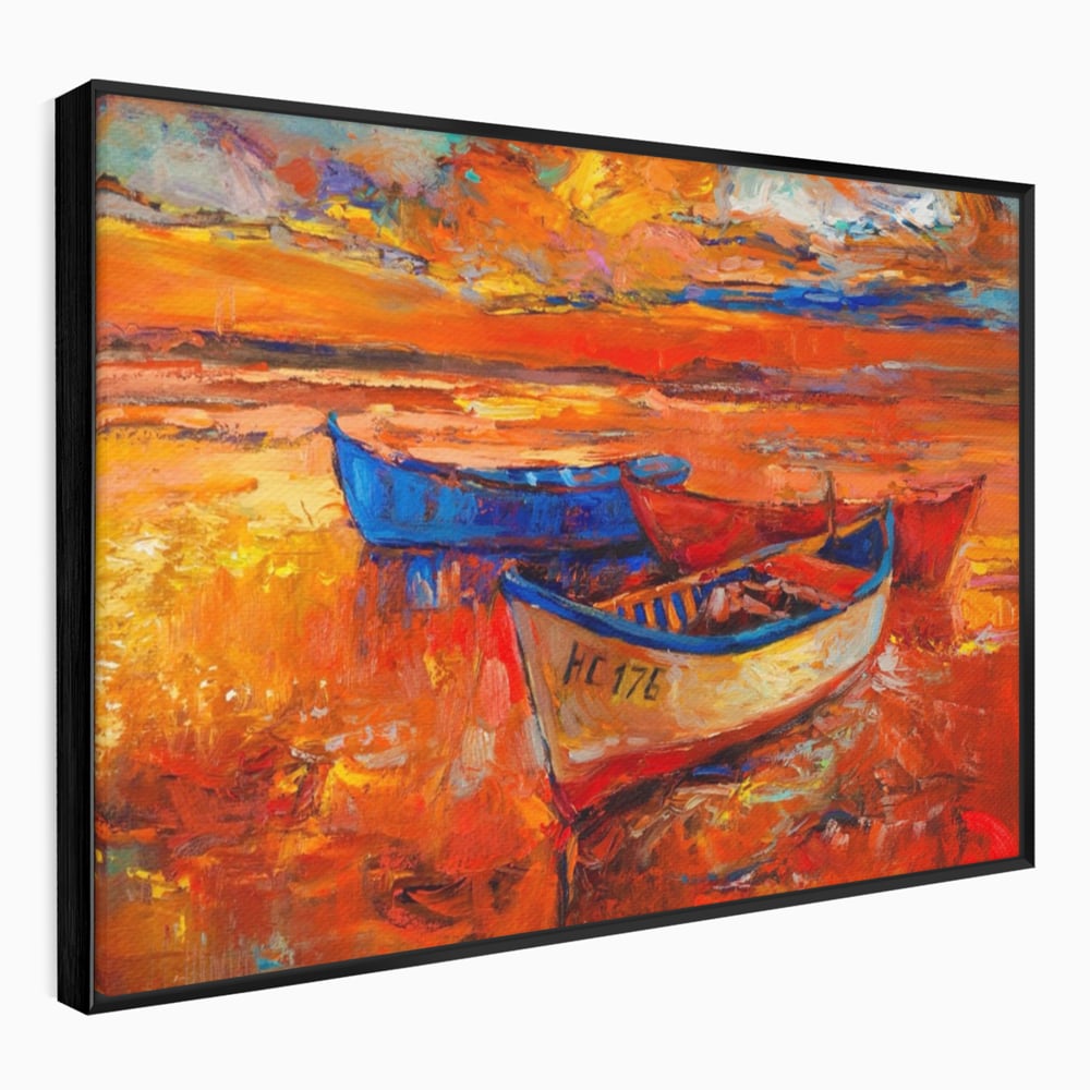 Tablou Canvas Premium LuxCanva® A1252, Barci Parasite, Decorativ, Living, Cer, Barca, Apa, Mare, Portoclaiu, Dormitor, Culori Vibrante