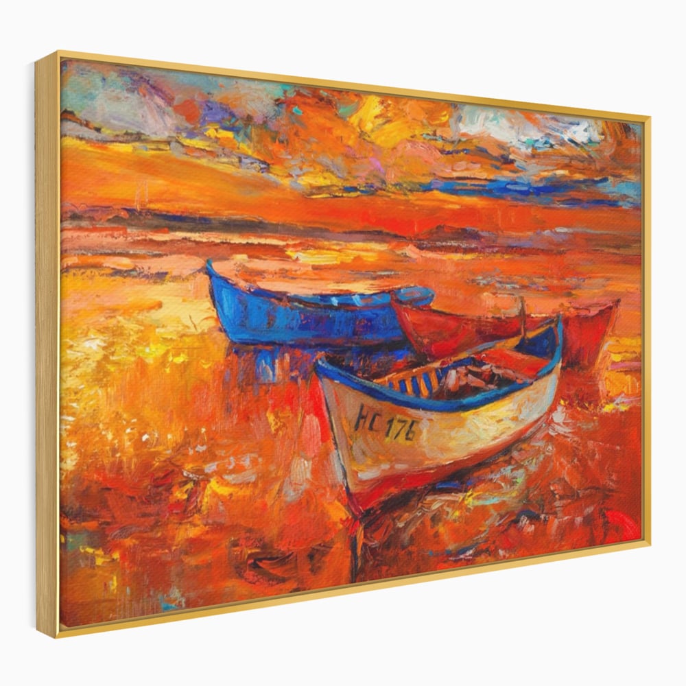 Tablou Canvas Premium LuxCanva® A1252, Barci Parasite, Decorativ, Living, Cer, Barca, Apa, Mare, Portoclaiu, Dormitor, Culori Vibrante