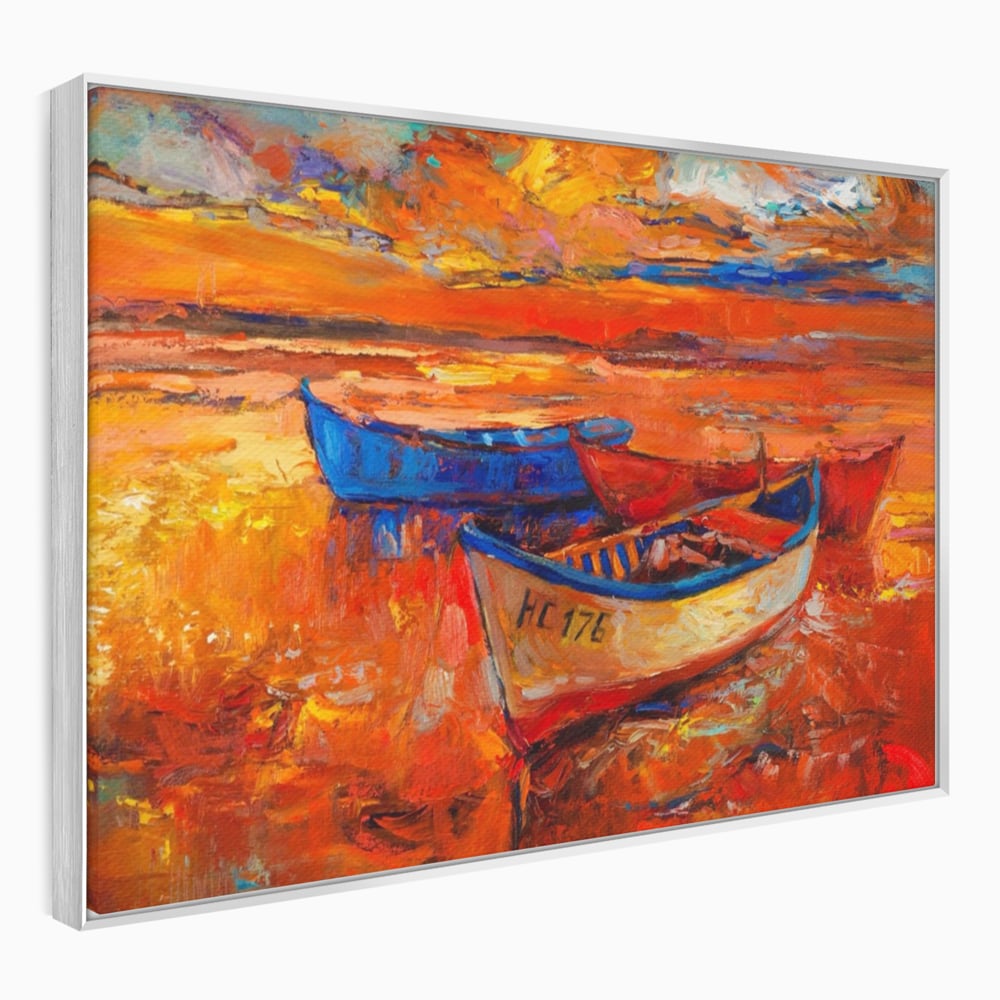 Tablou Canvas Premium LuxCanva® A1252, Barci Parasite, Decorativ, Living, Cer, Barca, Apa, Mare, Portoclaiu, Dormitor, Culori Vibrante