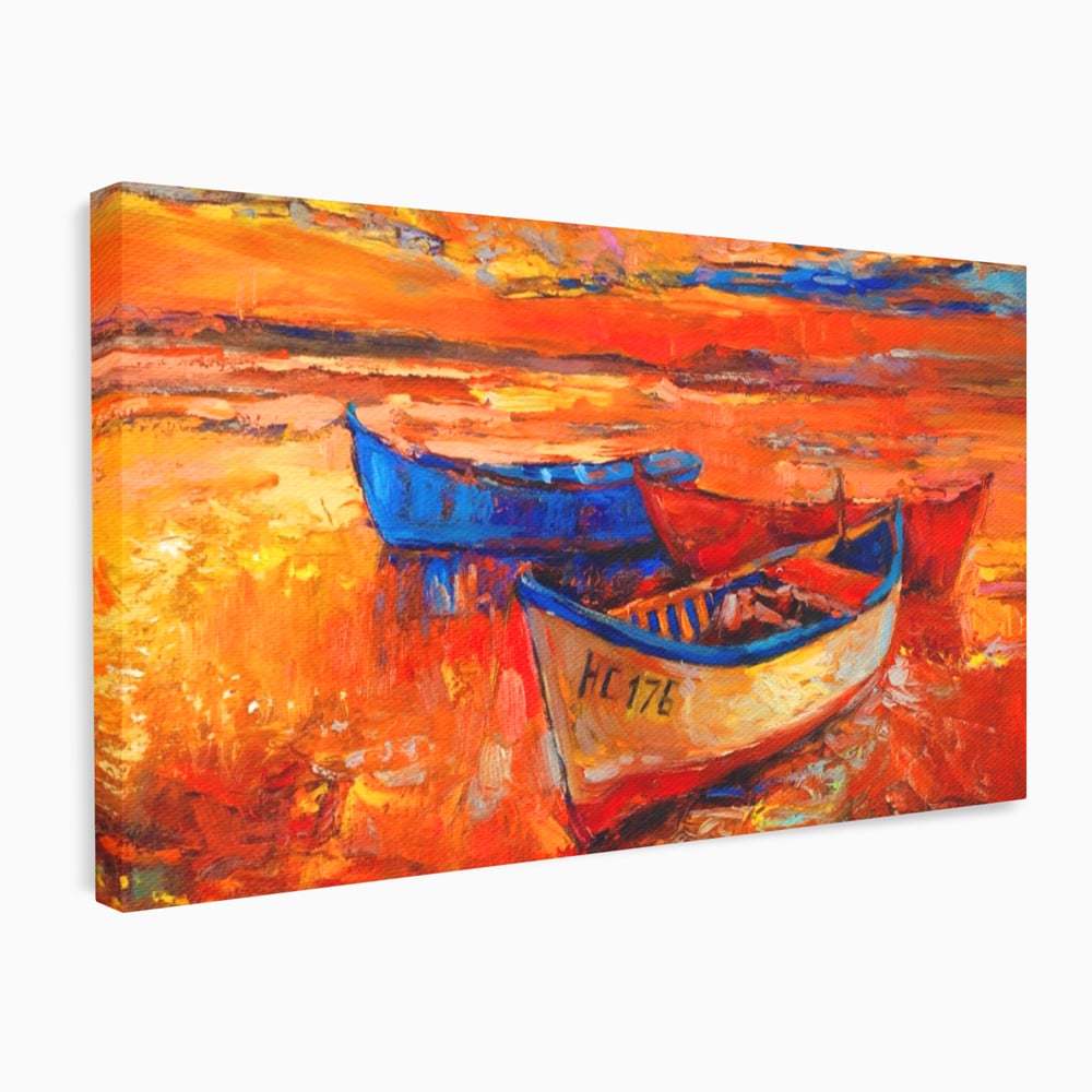 Tablou Canvas Premium LuxCanva® A1252, Barci Parasite, Decorativ, Living, Cer, Barca, Apa, Mare, Portoclaiu, Dormitor, Culori Vibrante