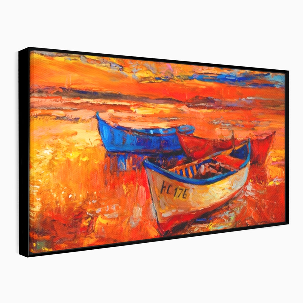 Tablou Canvas Premium LuxCanva® A1252, Barci Parasite, Decorativ, Living, Cer, Barca, Apa, Mare, Portoclaiu, Dormitor, Culori Vibrante