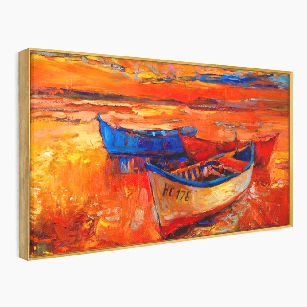 Tablou Canvas Premium LuxCanva® A1252, Barci Parasite, Decorativ, Living, Cer, Barca, Apa, Mare, Portoclaiu, Dormitor, Culori Vibrante