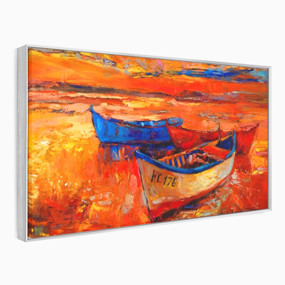 Tablou Canvas Premium LuxCanva® A1252, Barci Parasite, Decorativ, Living, Cer, Barca, Apa, Mare, Portoclaiu, Dormitor, Culori Vibrante