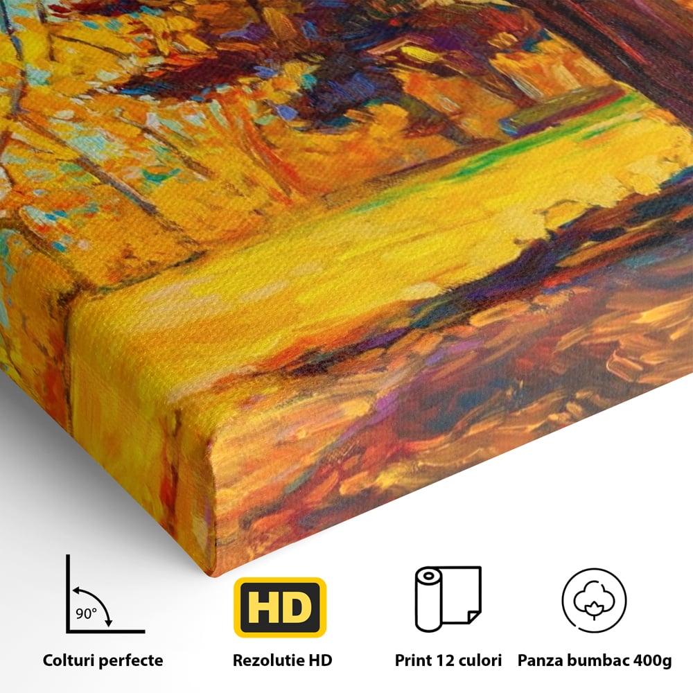 Tablou Canvas Premium LuxCanva® A1253, Copacul, Decorativ, Living, Toamna, Arbore, Frunze Aramii, Padure, Dormitor, Culori Vibrante