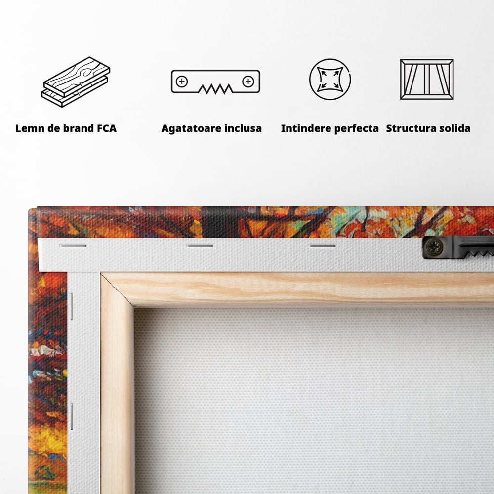 Tablou Canvas Premium LuxCanva® A1253, Copacul, Decorativ, Living, Toamna, Arbore, Frunze Aramii, Padure, Dormitor, Culori Vibrante
