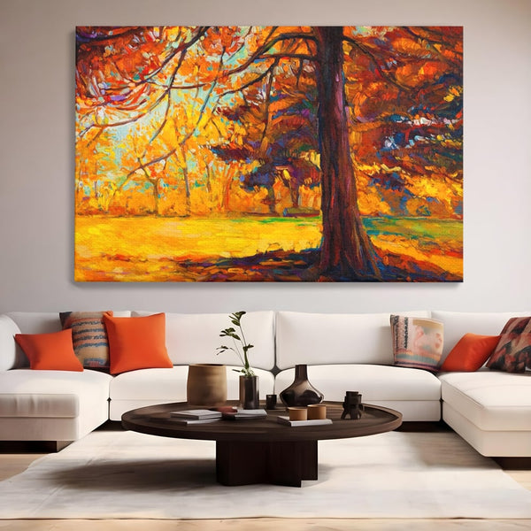Tablou Canvas Premium LuxCanva® A1253, Copacul, Decorativ, Living, Toamna, Arbore, Frunze Aramii, Padure, Dormitor, Culori Vibrante