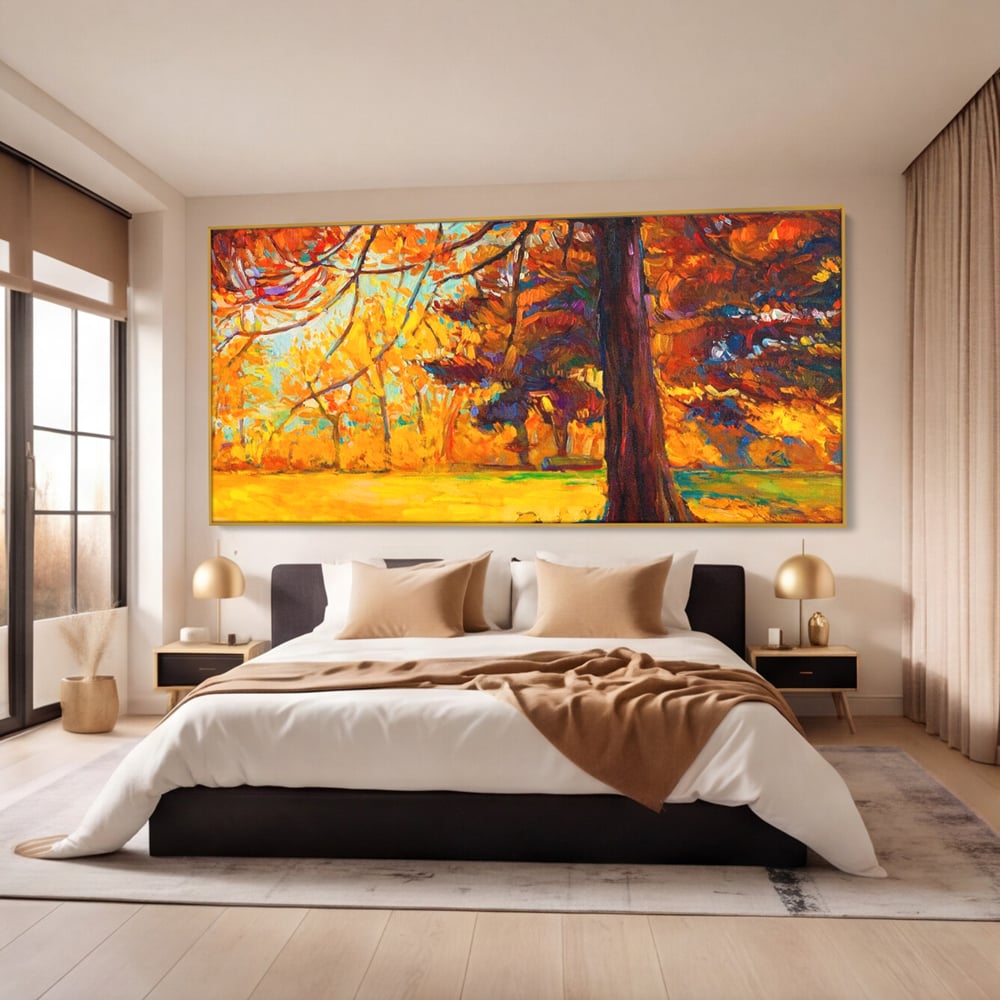 Tablou Canvas Premium LuxCanva® A1253, Copacul, Decorativ, Living, Toamna, Arbore, Frunze Aramii, Padure, Dormitor, Culori Vibrante