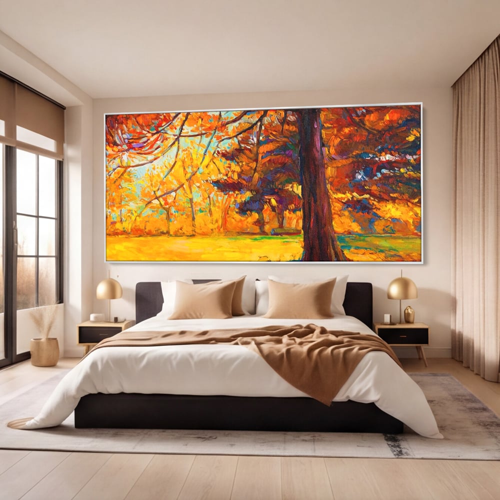 Tablou Canvas Premium LuxCanva® A1253, Copacul, Decorativ, Living, Toamna, Arbore, Frunze Aramii, Padure, Dormitor, Culori Vibrante