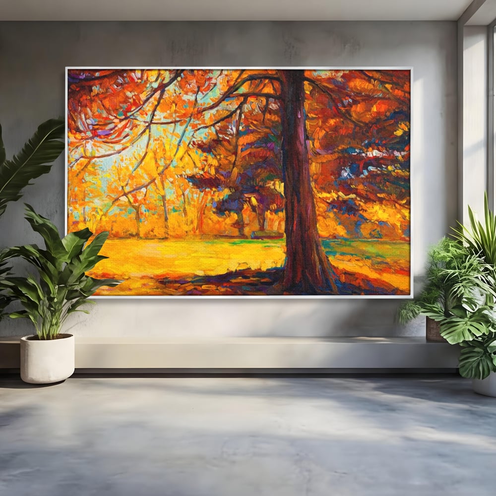 Tablou Canvas Premium LuxCanva® A1253, Copacul, Decorativ, Living, Toamna, Arbore, Frunze Aramii, Padure, Dormitor, Culori Vibrante