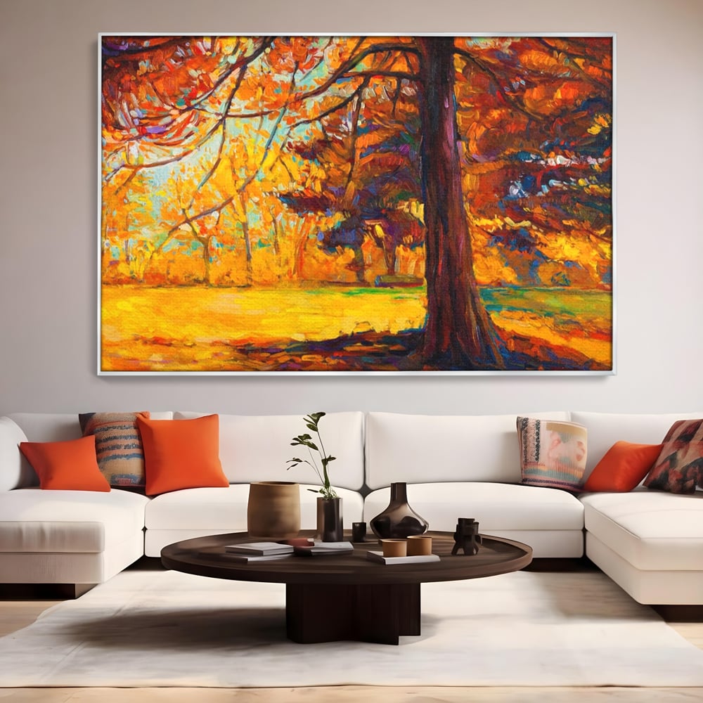 Tablou Canvas Premium LuxCanva® A1253, Copacul, Decorativ, Living, Toamna, Arbore, Frunze Aramii, Padure, Dormitor, Culori Vibrante