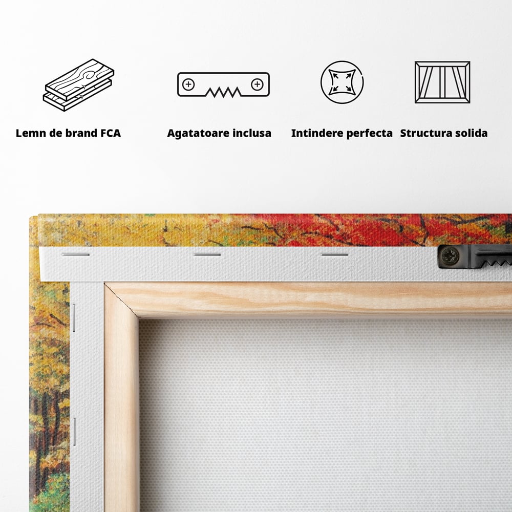 Tablou Canvas Premium LuxCanva® A1254, Drumul Din Padure, Decorativ, Living, Toamna, Copac, Frunze, Alee, Padure, Dormitor, Culori Vibrante
