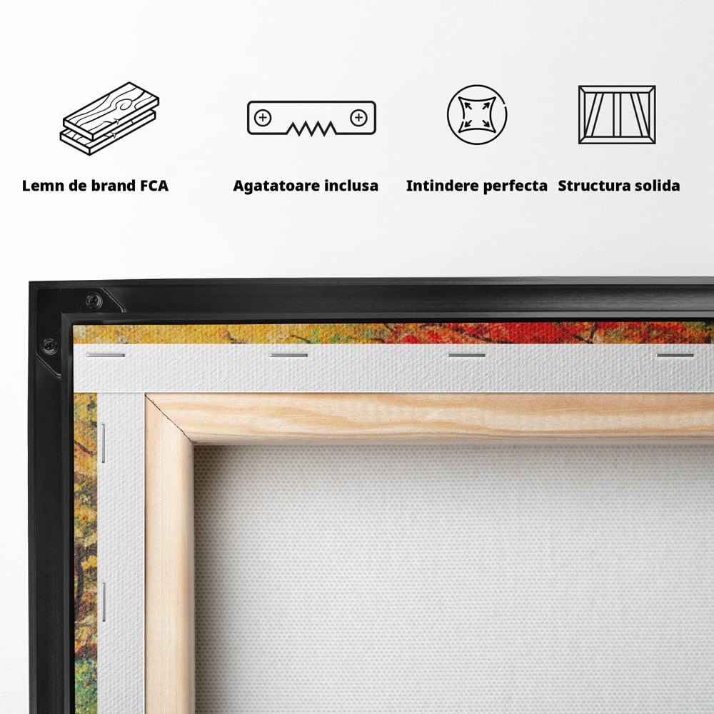 Tablou Canvas Premium LuxCanva® A1254, Drumul Din Padure, Decorativ, Living, Toamna, Copac, Frunze, Alee, Padure, Dormitor, Culori Vibrante